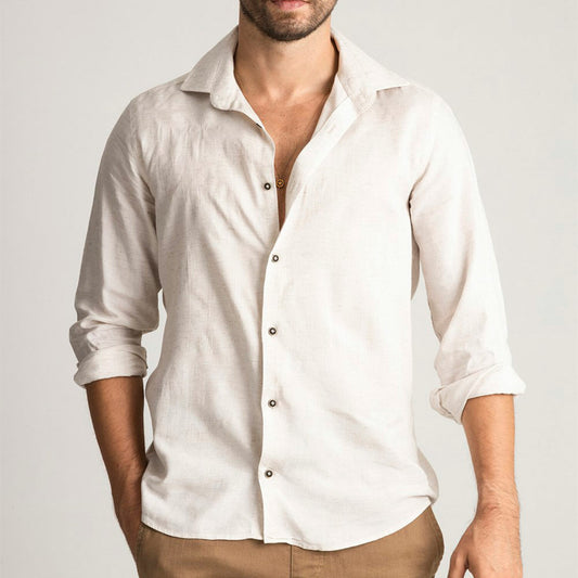 Wide Collar Dress Shirt - Earth