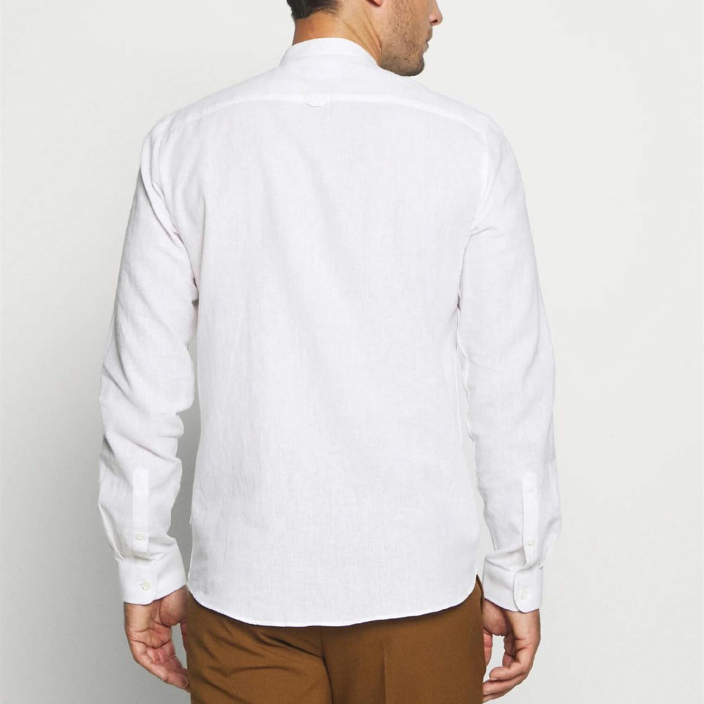 Banded Collar Dress Shirt - White