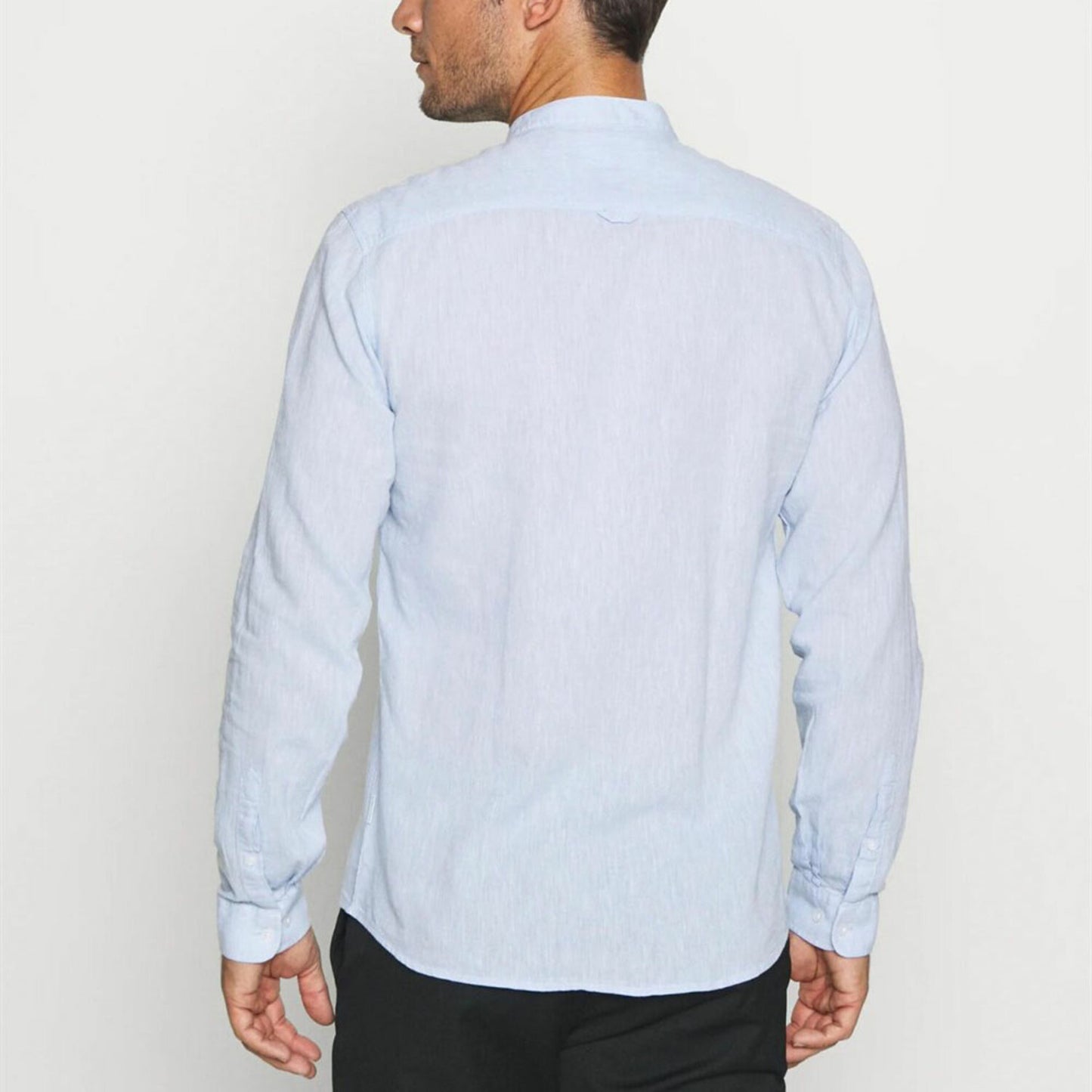 Banded Collar Dress Shirt - Light Blue